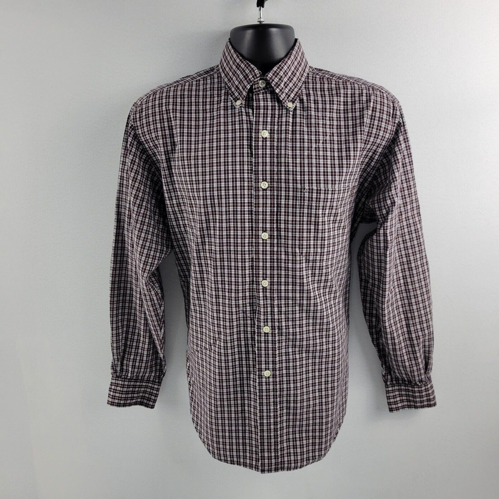 Brooks Brothers dress shirt button down M plaid Red Mens 2028